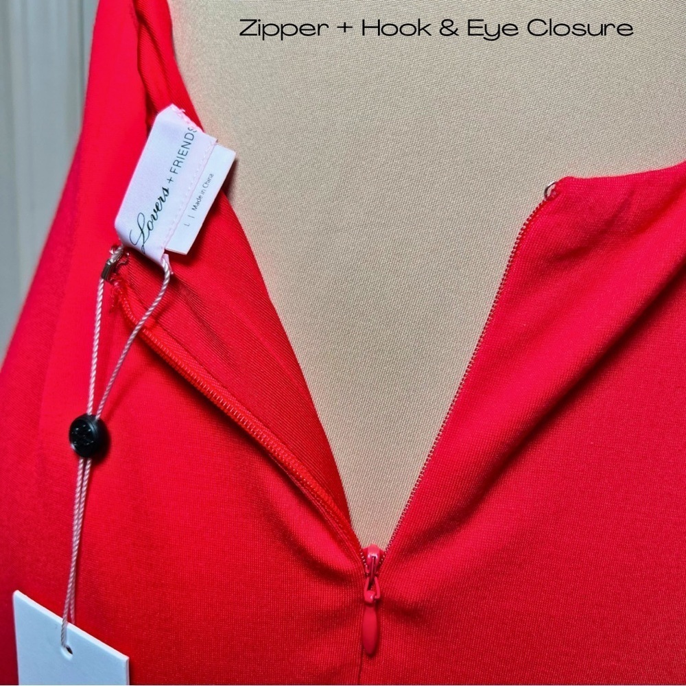 Large NWT - Revolve: Lovers + Friends Red Keyhole Halter Backless Dress - Rosa - Picture 5 of 8